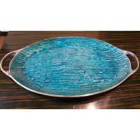 Blue Metal Serving Tray